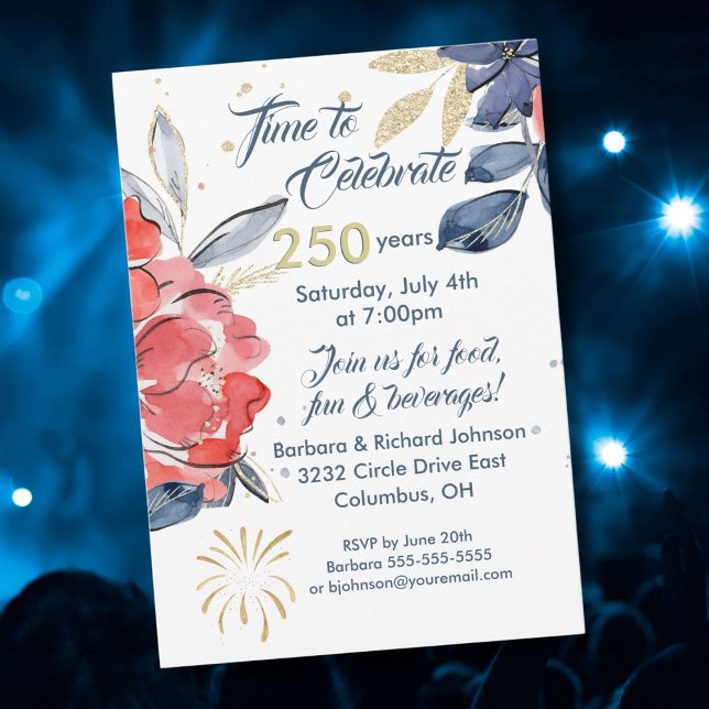 Convite July 4th 250th USA Celebration Party Invitation (Criador carregado)