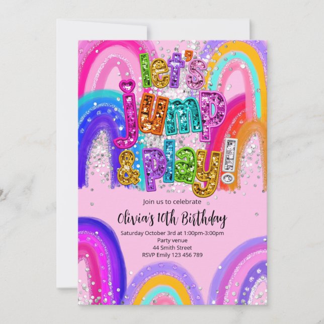 Convite Jump and Play Party Birthday Any Age Invitation (Frente)