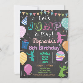 Convite Jump Birthday Chalkboard Kid Trampoline Party