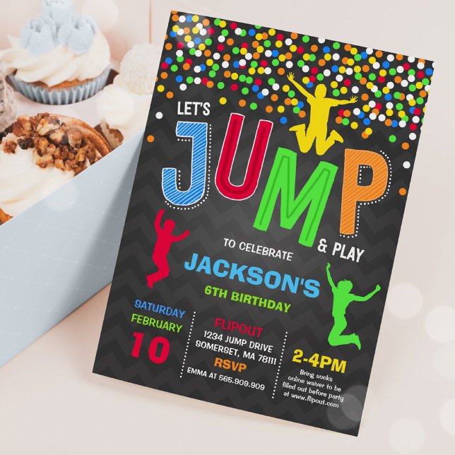 Convite Jump Birthday Invest Jump Trampoline Party (Criador carregado)