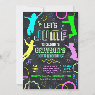 Convite Jump birthday invitations, trampolining party