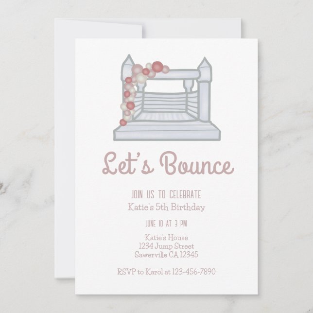 Convite Jump Bunt House Girls Birthday (Frente)
