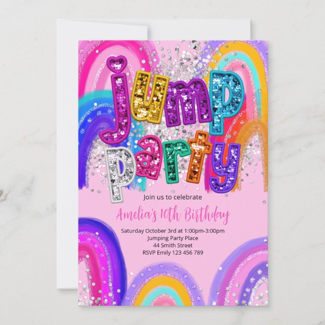 Convite Jump Party Birthday Any Age Party Invitation (Frente)
