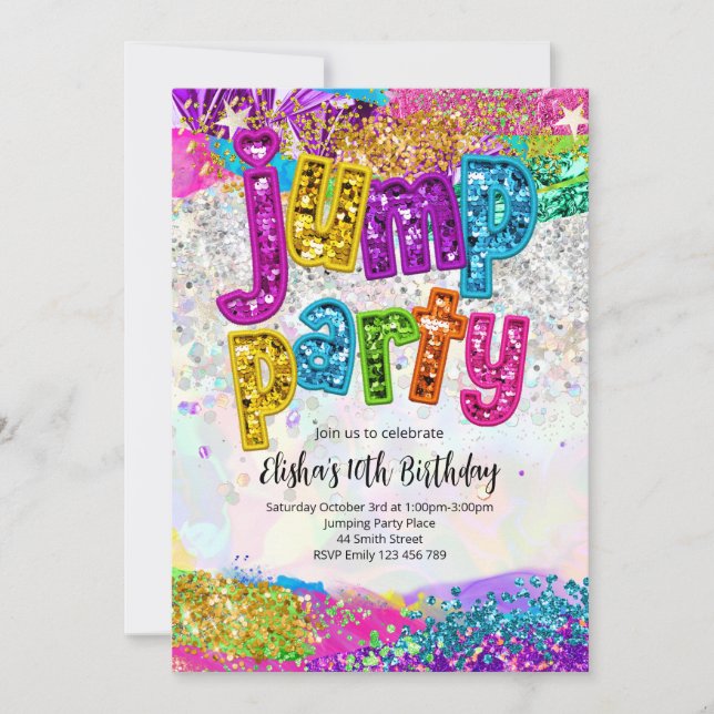 Convite Jump Party Birthday Any Age Party Invitation (Frente)