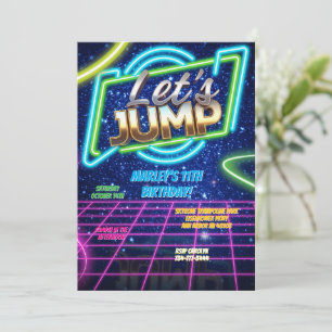 Convite Jump Party Bounce Neon Trampoline Park