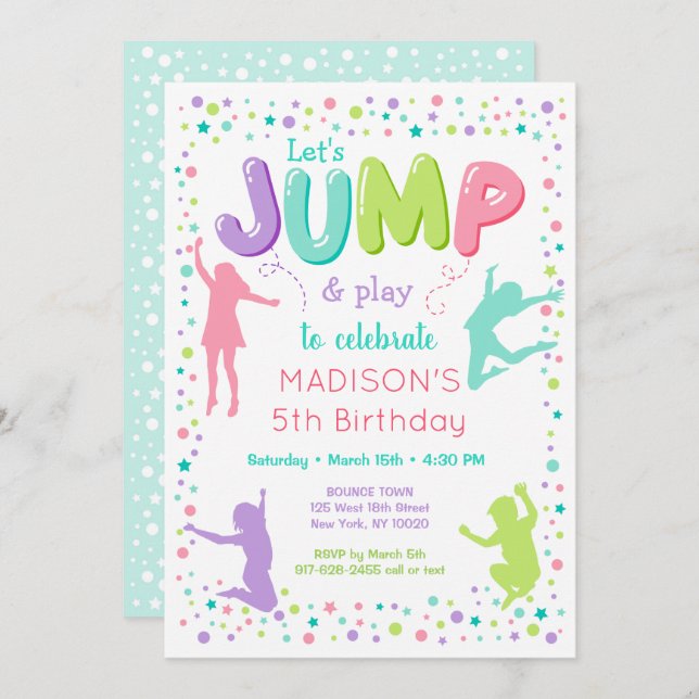 Convite Jump Trampoline Bunt Party Birday (Frente/Verso)