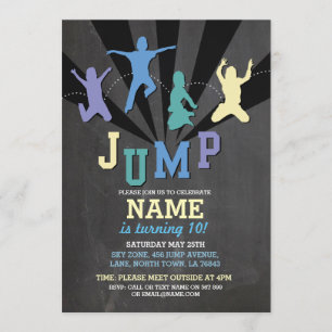 Convite Jump Trampoline Festa de aniversário Blue Boys Con