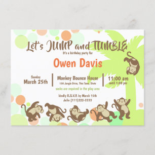 Convite Jump Tumble Monkey Jungle Birday