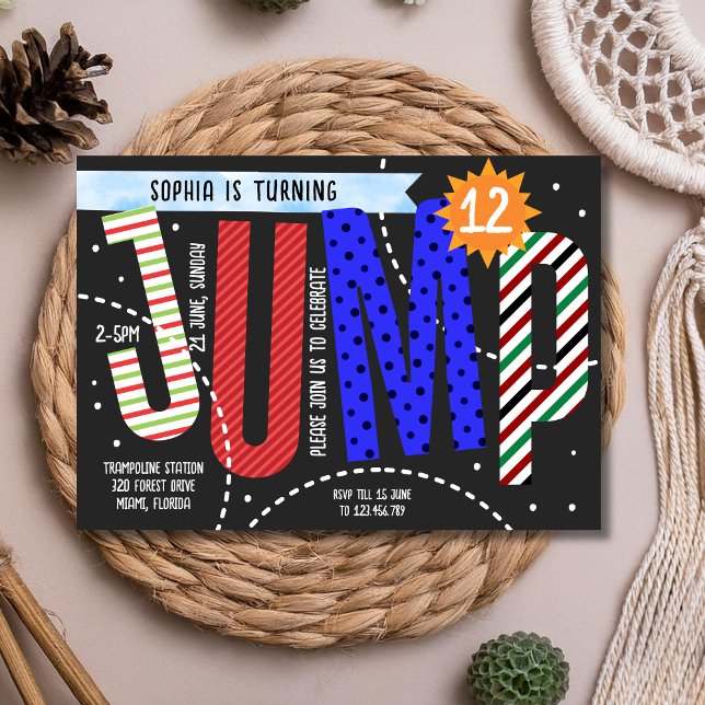Convite Jumping kids trampoline birthday (Criador carregado)