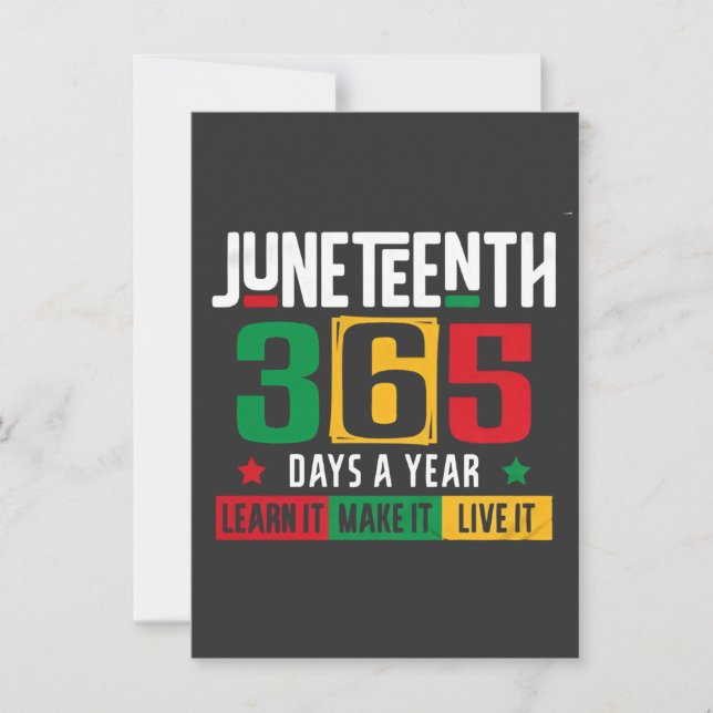 Convite Juneteenth 365 Dias por Ano Aprenda Como Se Vive  (Frente)