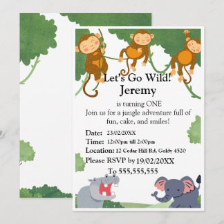 Convite Jungle 1st Birthday Invitation | First Birthday In