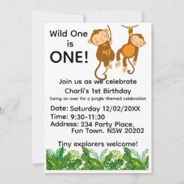 Convite Jungle 1st Birthday Invitation | Wild One First 