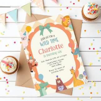 Convite Jungle Animal Birthday Invite | Cute Safari Animal