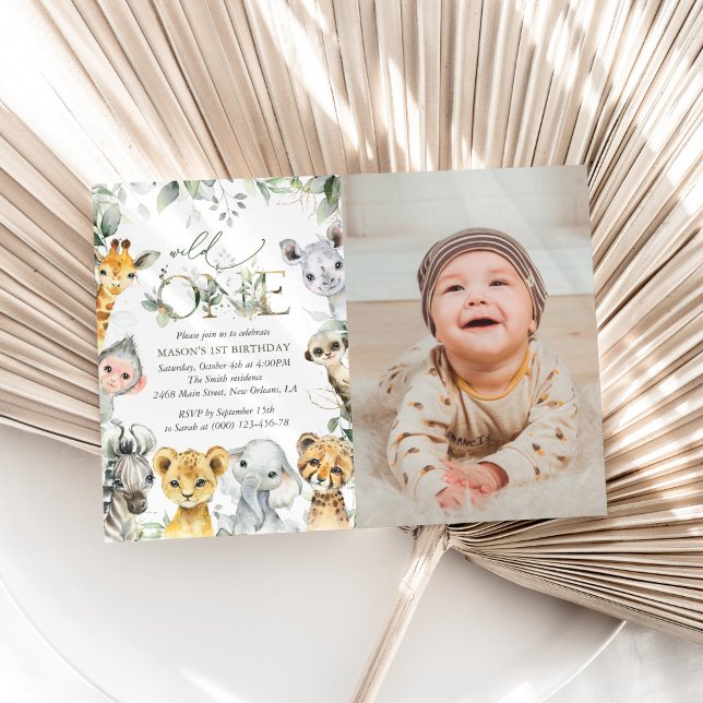 Convite Jungle Animals, Safari, Wild One, First Birthday (Criador carregado)