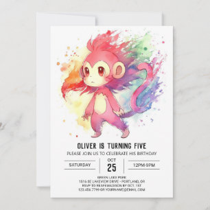 Convite Jungle Editable Monkey Birthday