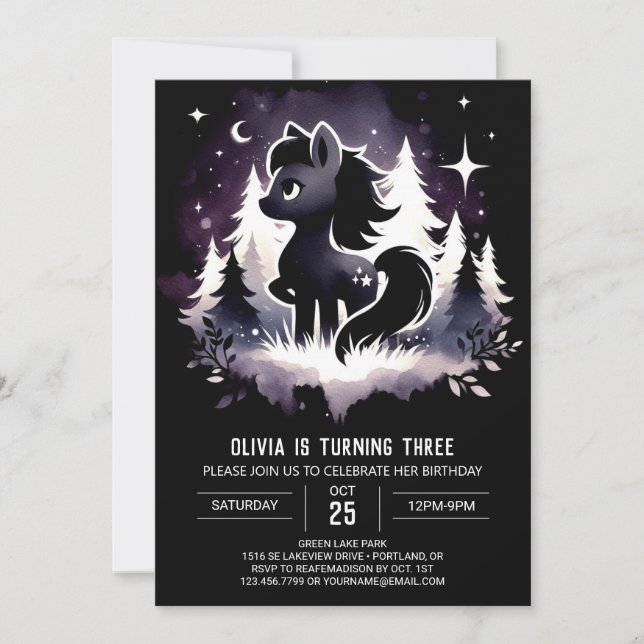 Convite Jungle Fantasy Horse Birthday (Frente)