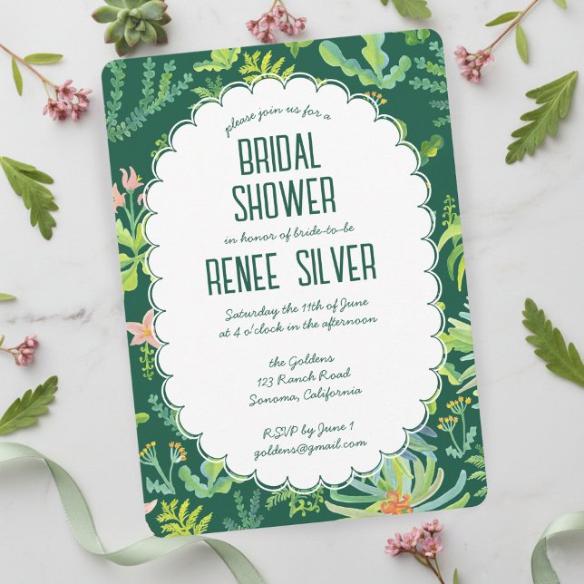 Convite Jungle Garden Watercolor Custom BRIDAL SHOWER (Jungle Garden Watercolor Hand-painted Custom BRIDAL SHOWER Invitation
)