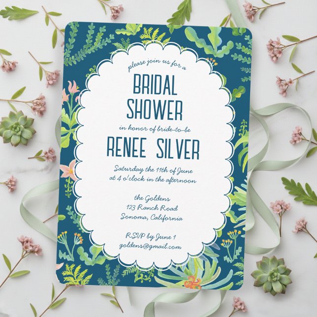 Convite Jungle Garden Watercolor Custom BRIDAL SHOWER (Jungle Garden Watercolor hand-painted Custom BRIDAL SHOWER Invitation
)