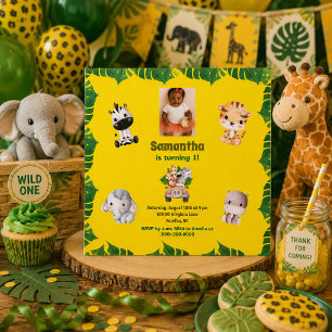 Convite Jungle Safari 1º Aniversário Tema de Animais Fofos