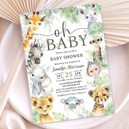 Convite Jungle  Safari Animals Baby Shower Oh Baby 