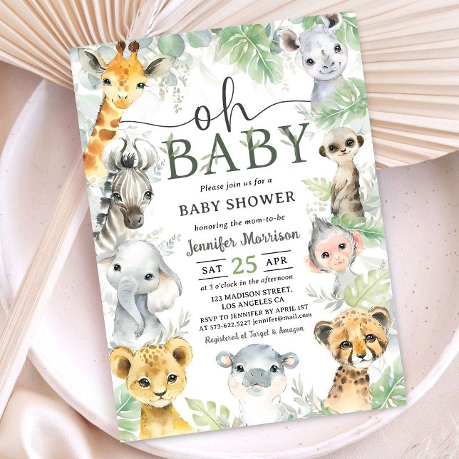 Convite Jungle  Safari Animals Baby Shower Oh Baby  (Criador carregado)