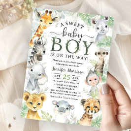 Convite Jungle Safari Animals Boy Baby Shower Tropical