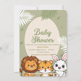 Convite Jungle Safari Baby Shower Invitation