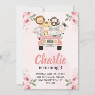 Convite Jungle Safari Birthday Invitation
