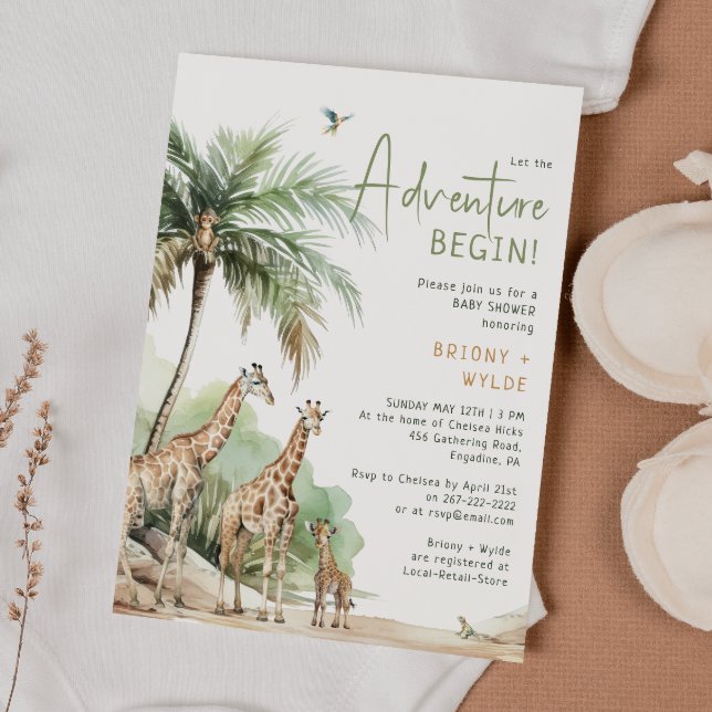 Convite Jungle Safari Giraffe Adventure Chá de fraldas (Criador carregado)