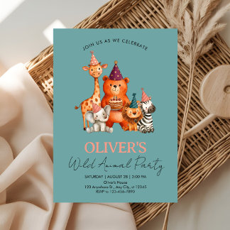 Convite Jungle Safari Wild Animals Birthday