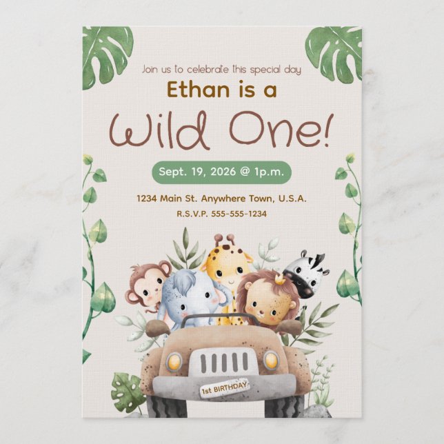 CONVITE JUNGLE THEME INVITATION FOR BABY/TODDLER (Frente)