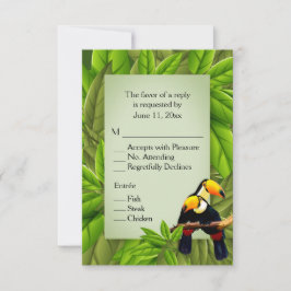 Convite Jungle Toucans RSVP com Seleção de Prato Principal