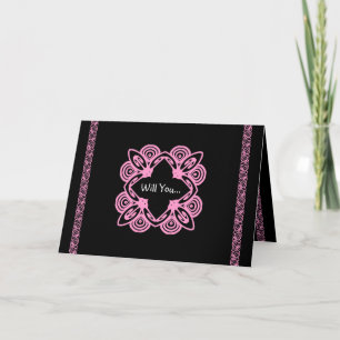Convite JUNIOR BRIDESMAID Invite - Pink & Black Art Deco