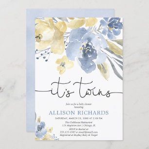 Convite Junta o chá de fraldas, floral neutro do género do