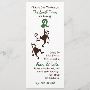 Convite Junta o segundo aniversário, macacos