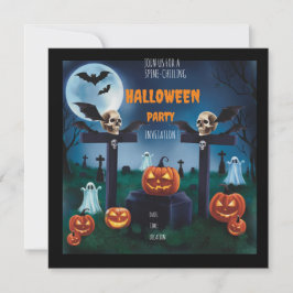 Convite "Junte-se à Festa de Halloween Noturna e Assustado