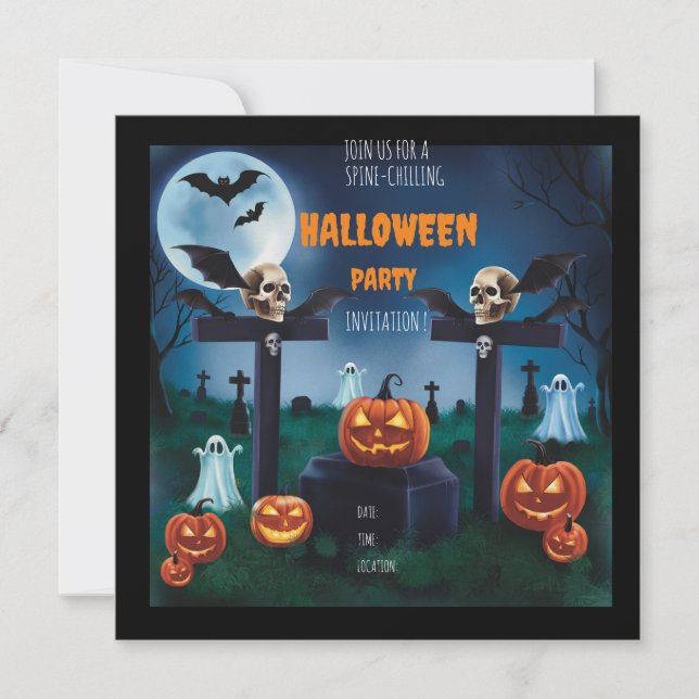Convite "Junte-se à Festa de Halloween Noturna e Assustado (Frente)
