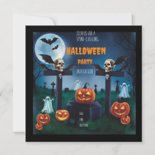 Convite "Junte-se à Festa de Halloween Noturna e Assustado
