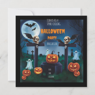 Convite "Junte-se à Festa de Halloween Noturna e Assustado