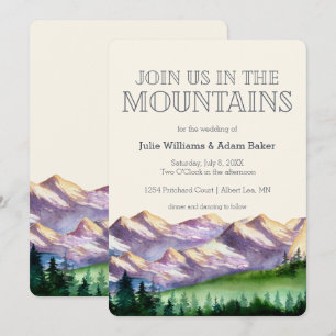 Convite Junte-Se A Nós Nas Montanhas   Rustic Wedding