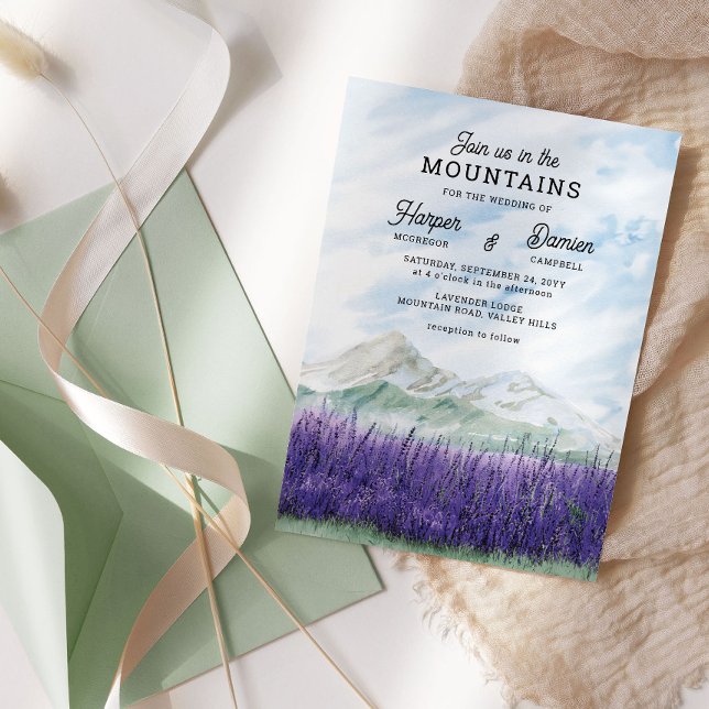 Convite Junte-se a nós no Casamento de Lavandas Cênicas da (Join us in the Mountains Wedding Invitation from my Mountain Lavender Wedding Collection
)