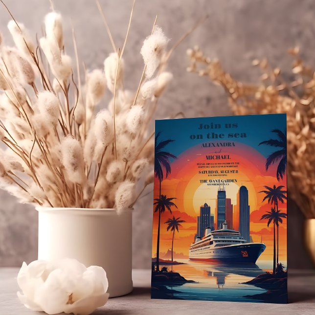 Convite Junte-se a nós no casamento do cruzeiro marítimo (Criador carregado)