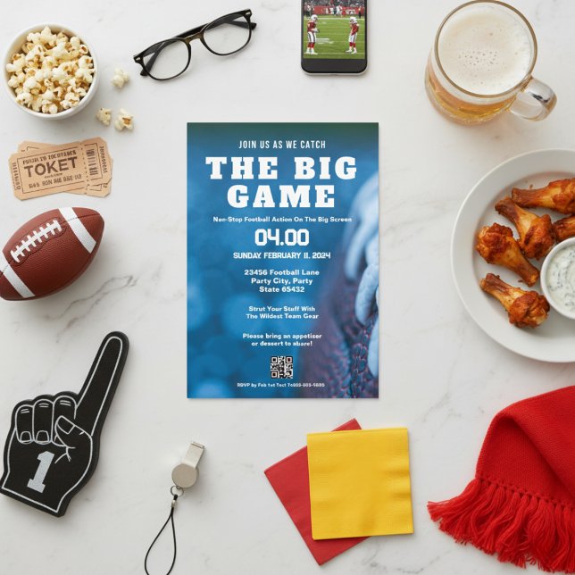 Convite Junte-Se A Nós Para Assistir Ao Grande Futebol Bas (Join Us To Watch The Big Game Football Bash Invitation)