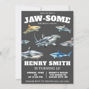 Convite Junte-se a nós para um Partido Jaw-some! Aniversár