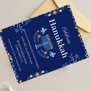 Convite Junte-se a nós para uma celebração alegre de Hanuk