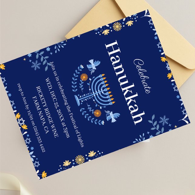 Convite Junte-se a nós para uma celebração alegre de Hanuk (Criador carregado)