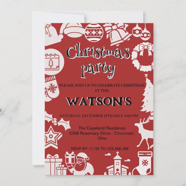 Convite "Junte-se a nós para uma festa de Natal Holly Joll (Frente)