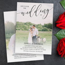 Convite Junte-se ao Casamento Duplo Lado da Foto da Caligr