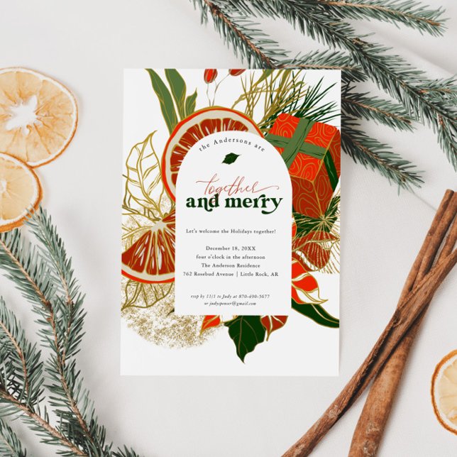 Convite Juntos e Feliz | Festa de Natal moderna (Criador carregado)