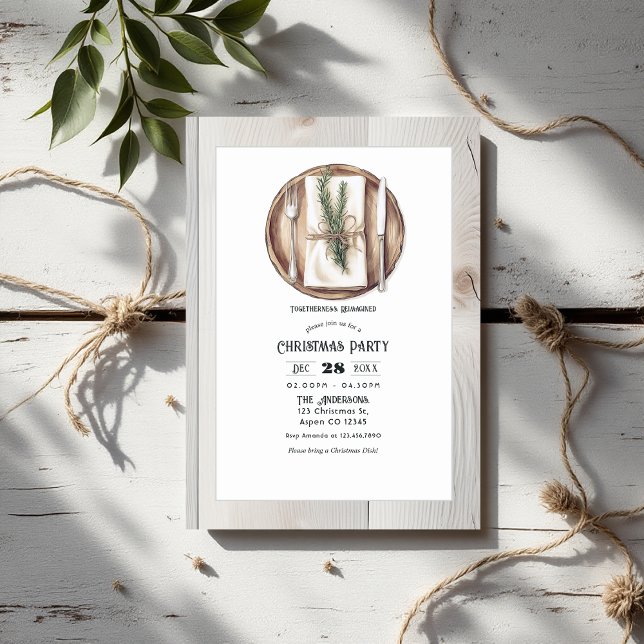 Convite Juntos Reimaginou Festa de Natal Russa (Togetherness Reimagined Rustic Christmas Party Invitation)